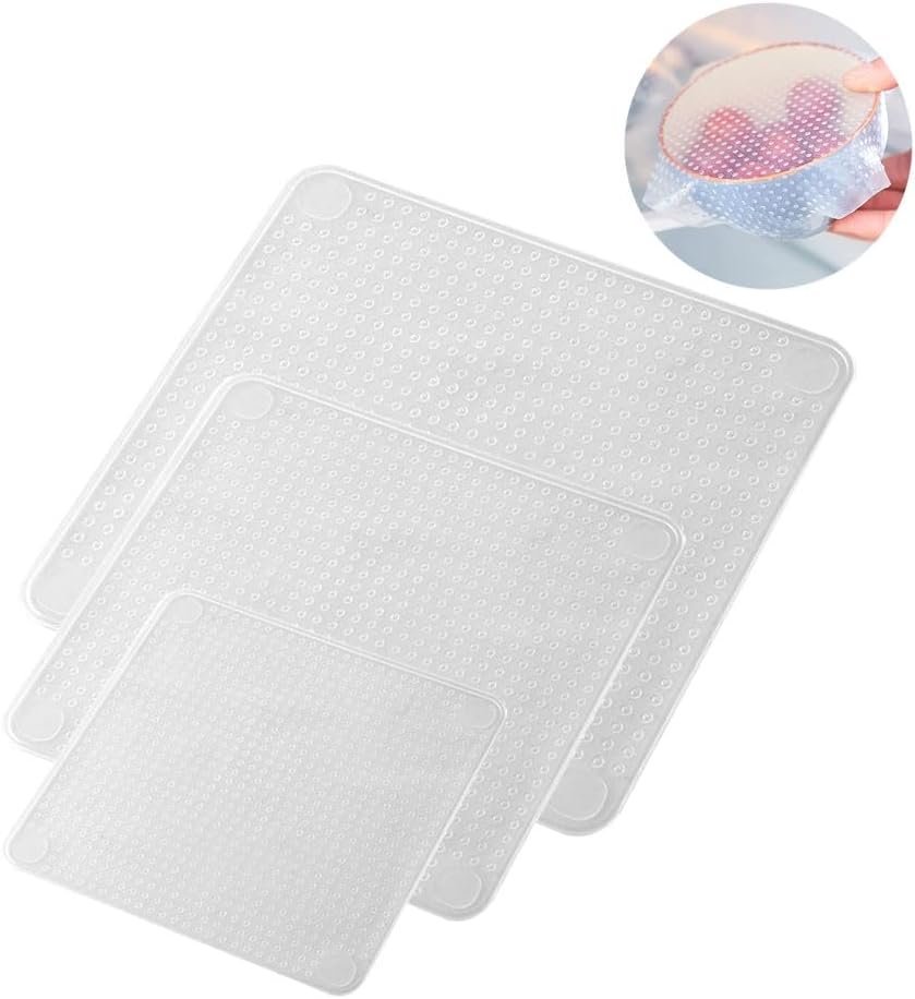 Silicone Bowl Lids with 3 Different Size, Reusable Suction Seal Covers for Food Storage in Fridge, Splatter Guard & Microwave Cover, Silicone Stretch Lids for Bowls, Cups Food Covers Kitchen Gadgets