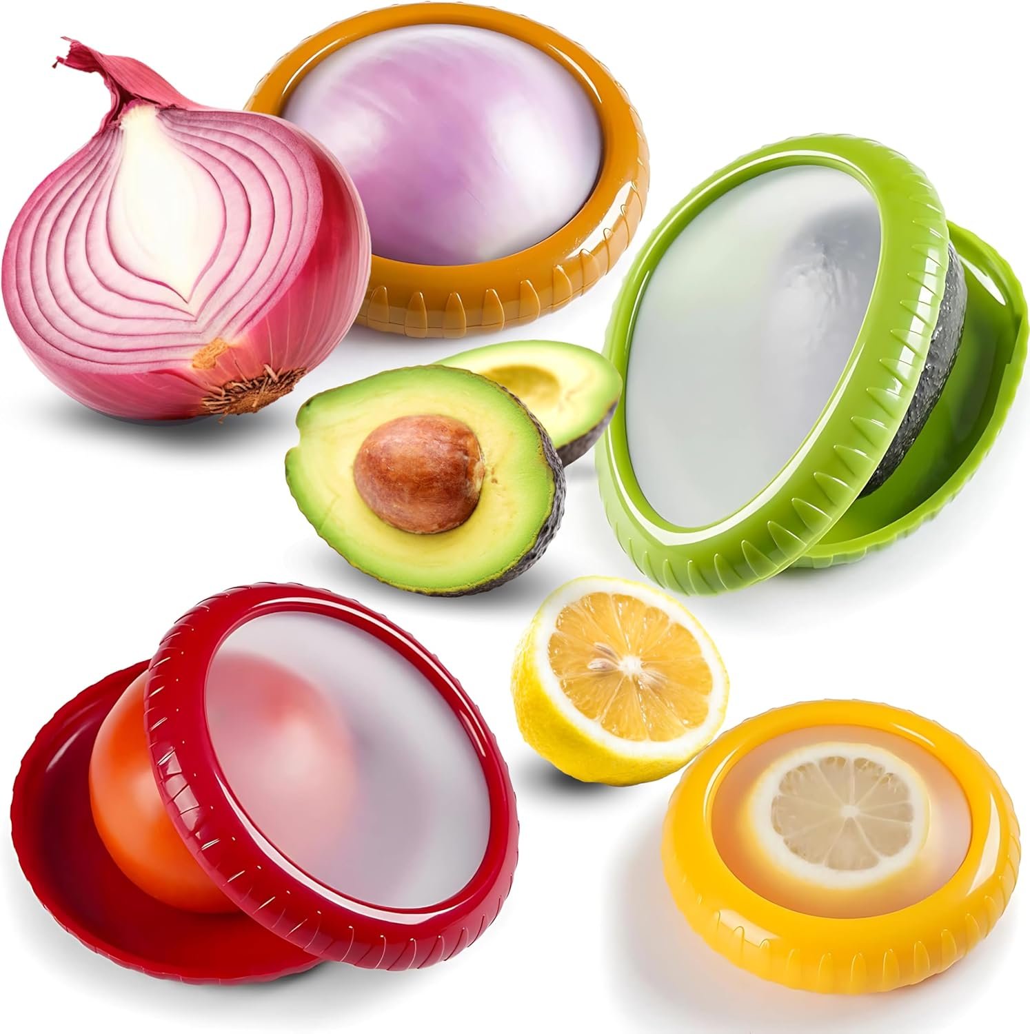 Silicone Fruit Storage Box, Reusable Fruit Storage Containers for Fridge, Pack of 4, Anti-Oxidation Storage Containers Box Ideal for Onions, Tomato, Avocado, & Potato