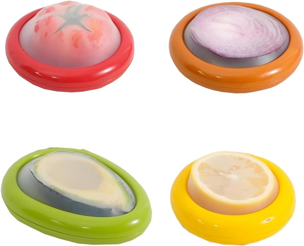 Silicone Fruit and Vegetable Storage Box Set, Fruit And Vegetable Anti-Oxidation Storage Box,Silicone Fruit and Vegetable Storage Containers Set for Fridge Keep Fresh(4 Pcs)