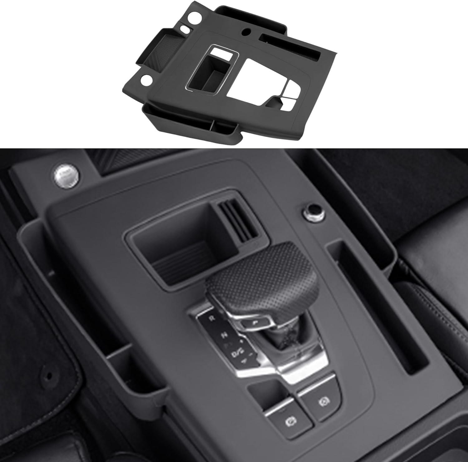 Silicone Gear Shift Storage Organizer Box Compatible with Audi Q5L / Q5L Sportback 2018-2024, Food Grade Silicone Inner Storage Box Container, Automotive Interior Accessories