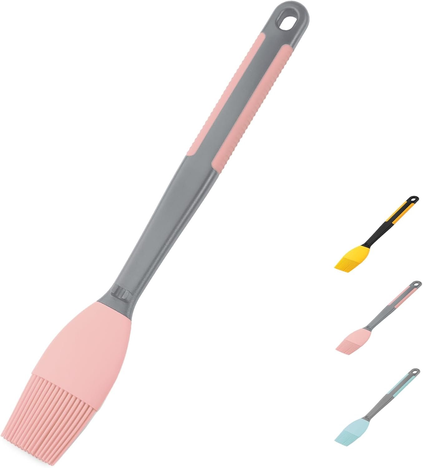 Silicone Grill Basting Brush - Extra Long Silicone Basting Brush for Grilling 2inch Wide,Heat Resistant Brushes Spread Oil Butter Sauce Marinade for Cooking Baking BBQ (Pink 1)