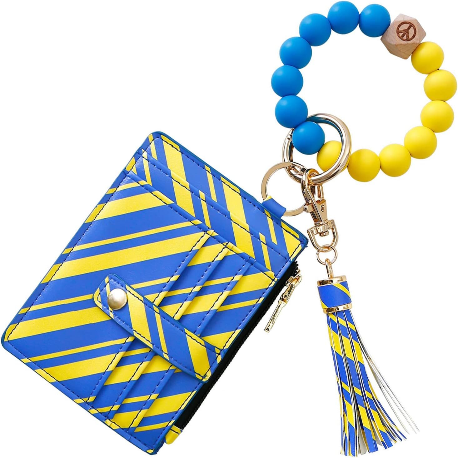 Silicone Key Ring Bracelet, Wallet Keychain Cute Card Holder Tassels for Women、Girl