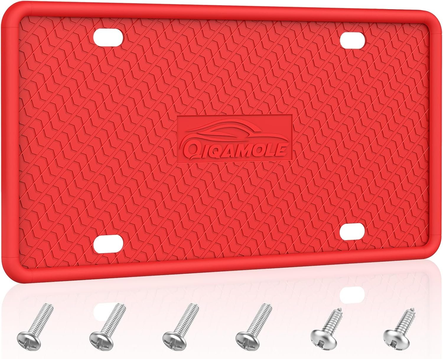 Silicone License Plate Frames, License Plate Holder for US CA Cars, Silicone Car Plate Cover Rustproof & Rattle Proof & Weatherproof Car Accessories (Red 1 Pack)