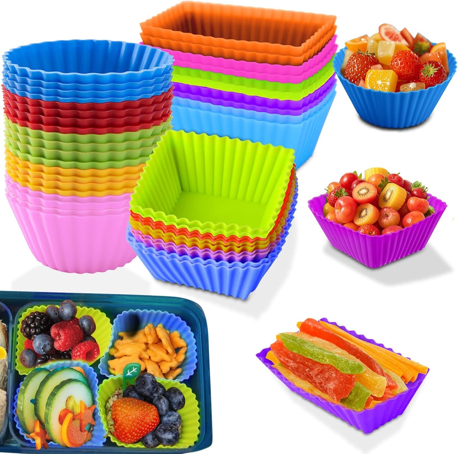 Silicone Lunch Box Dividers, 40 Pcs Bento Bundle Lunch Box Dividers Lunch Accessories