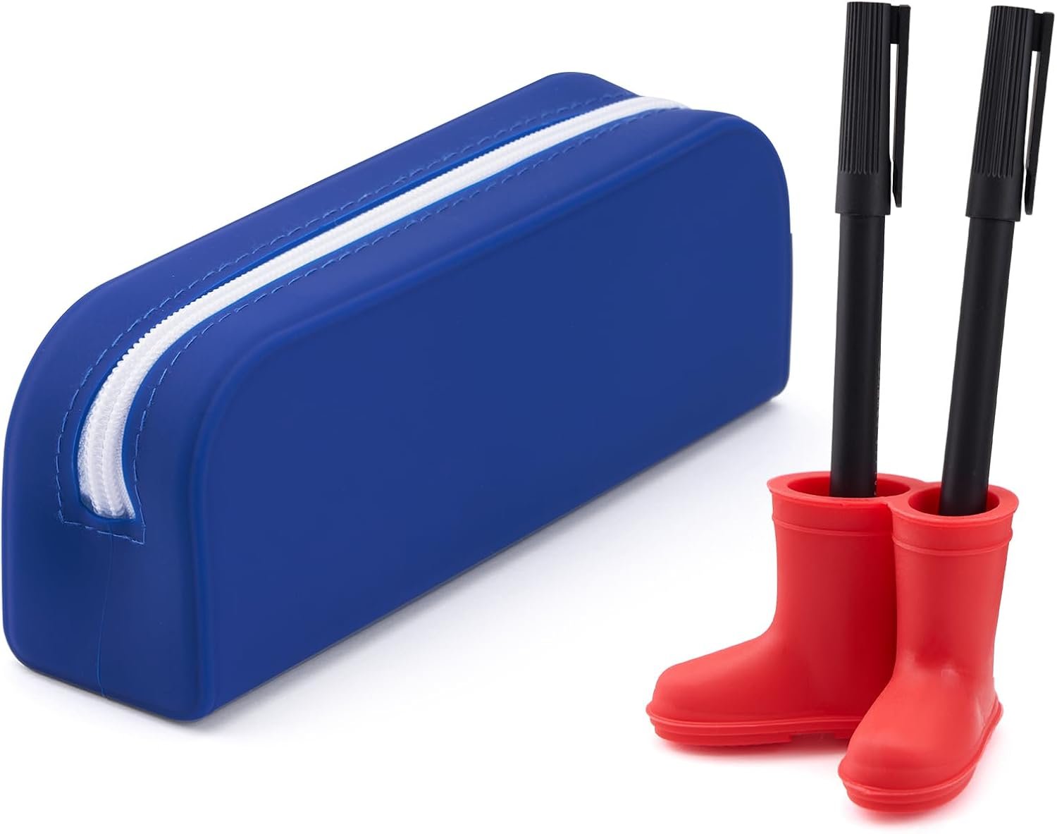 Silicone Pencil Case and Pen Holder Set, Aesthetic Pencil Pouch with Zipper, Cute Shoe design pencil holder for Desk
