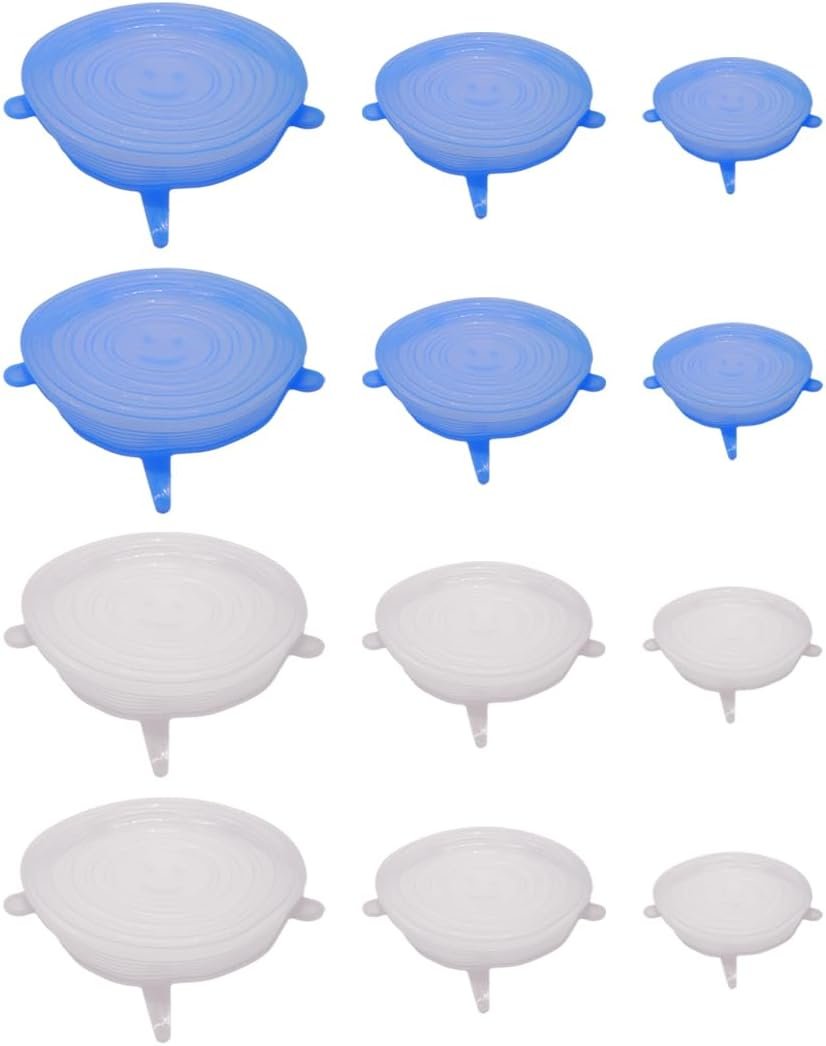 Silicone Stretch Lids (Pack of 12) - Flexible Round Silicone Bowl Covers - Reusable Lids for Food Storage - Fruit Cover Lids - Expandable Food Cover for Bowls, Cups & Cans - BPA-Free, Food Grade