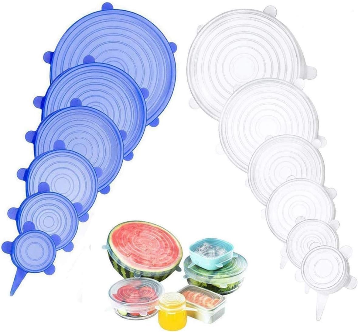Silicone Stretch Lids Set Of 12 Elastic Reusable Microwave Food Covers Bowl Covers for Can, Cup and Glass Jars