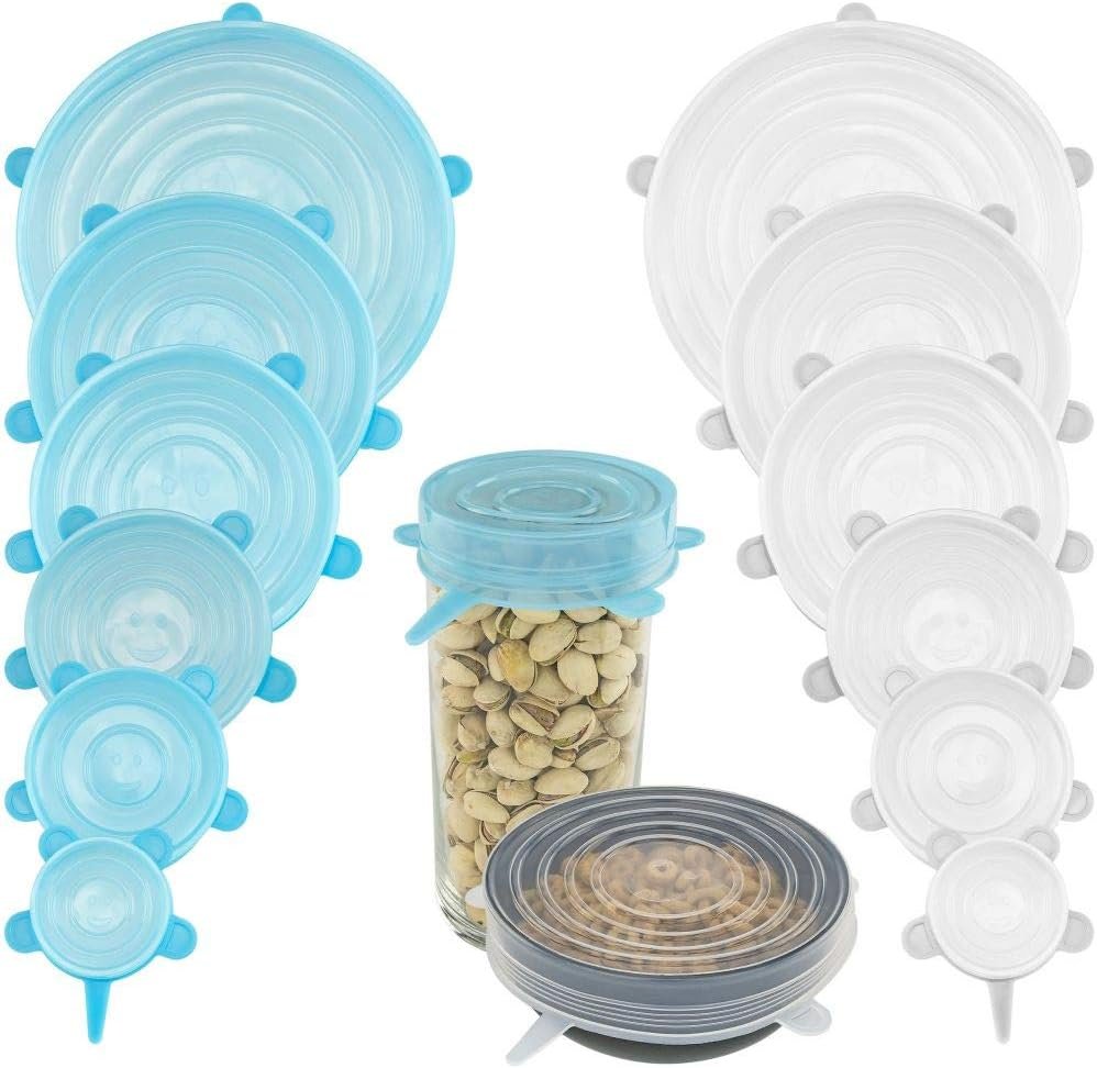 Silicone Stretch Lids – Reusable Food Storage Covers for Cups, Bowls, Pots & Pans, Airtight Seal, 12-Pack