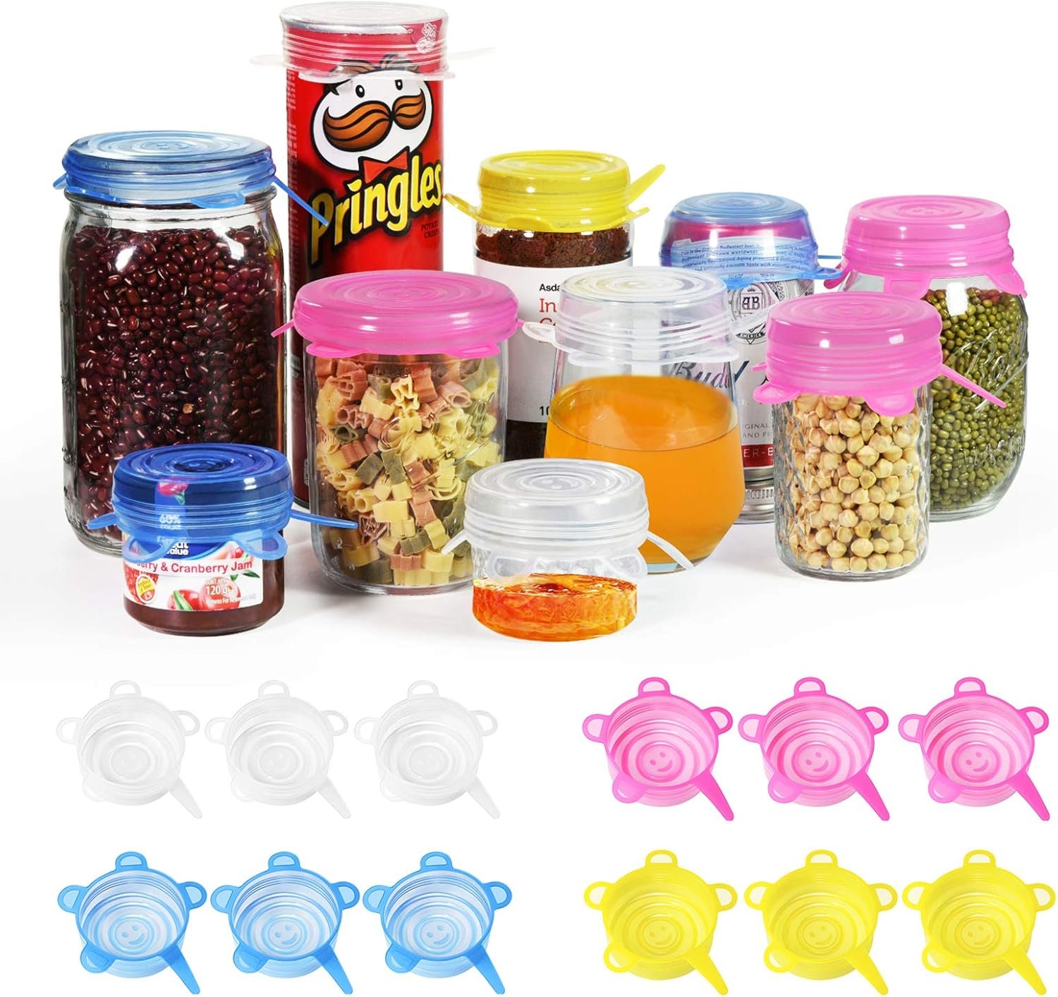 Silicone Stretch Lids/Pet Food Can Covers/12 Pack, Reusable Durable Storage Covers for Dog Cat Food, Cups Small Bowls Cans Jars Fruits, The Same Sizes of 2.6 Inch (Can Stretches to 3.5 Inches)