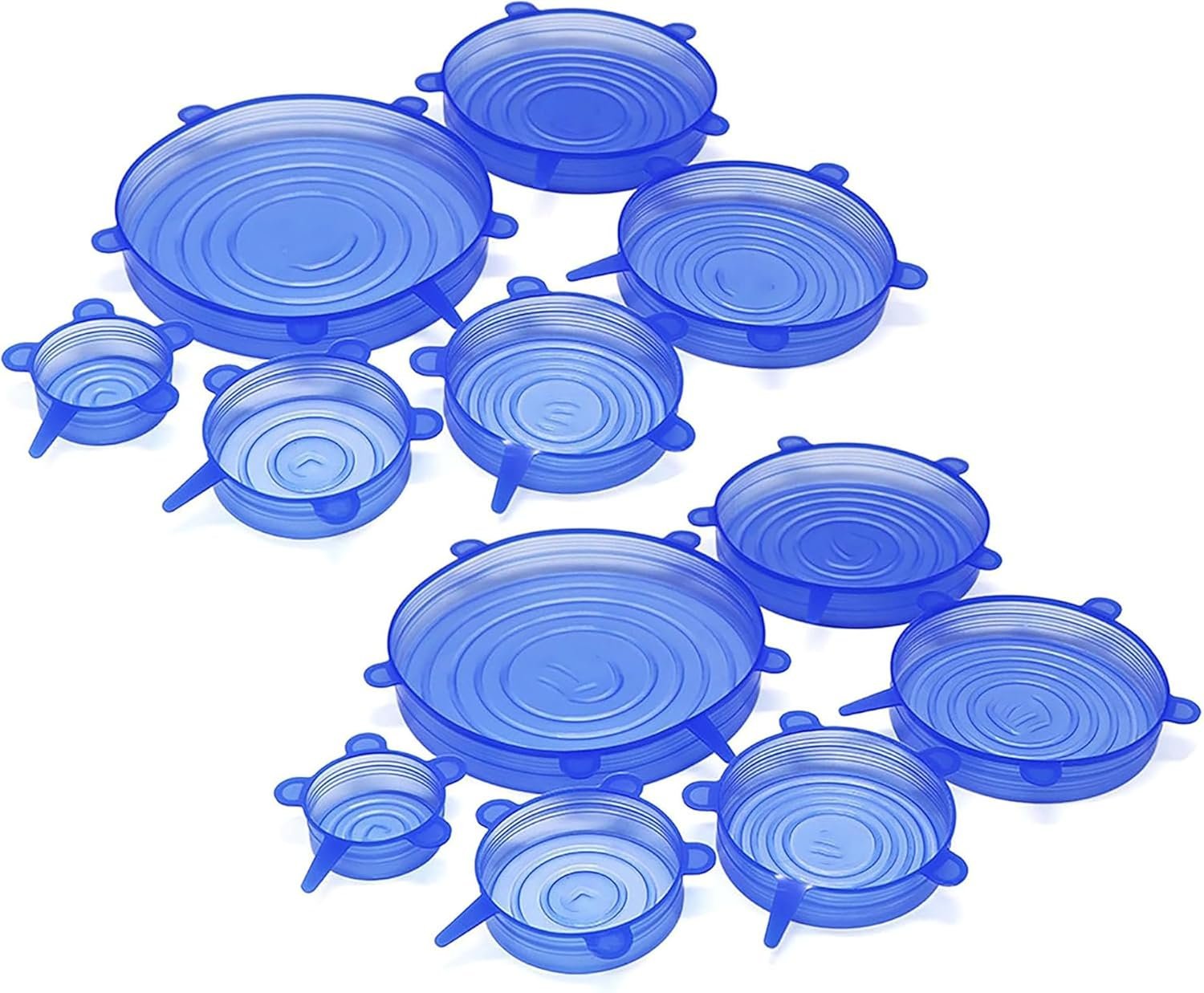Silicone Stretch Seal Cover, 12 Pcs 6 Size Blue Elastic Silicone Seal Lids for Keeping Food Fresh in Refrigerator and Microwave Oven (blue)