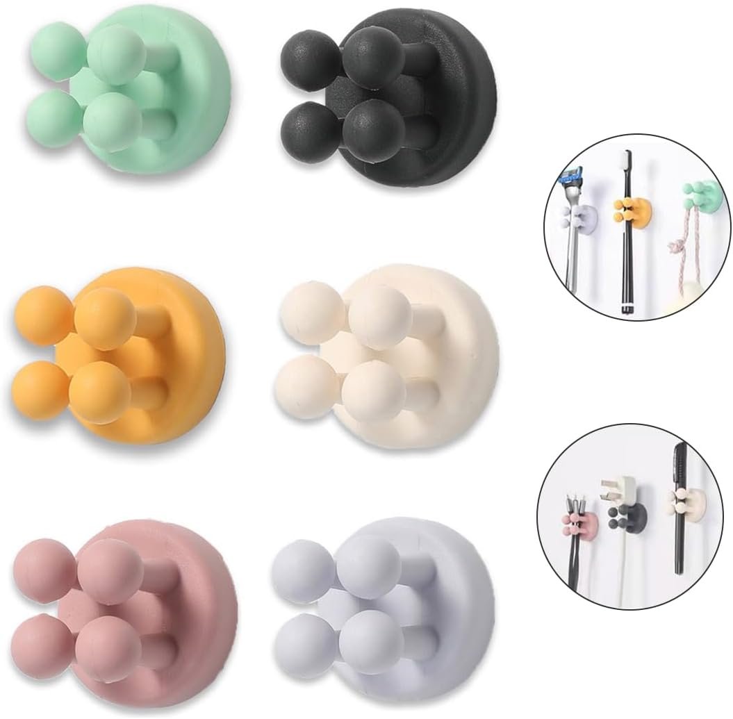 Silicone Toothbrush Holders for Bathrooms - 6 Pcs Wall Mounted Shower Razor Holder - Colors