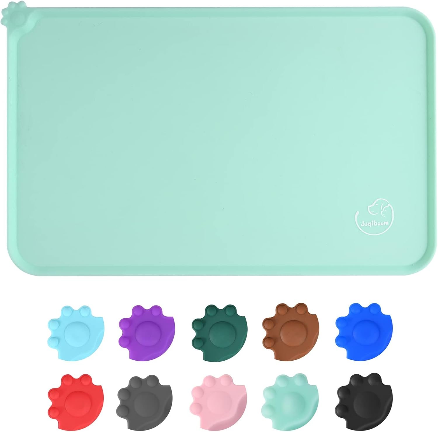 Silicone Waterproof Dog Cat Pet Feeding Mats, Non Slip, Easy Clean Pet Dog Cat Bowl Mats Placemat (24" x 16") Green