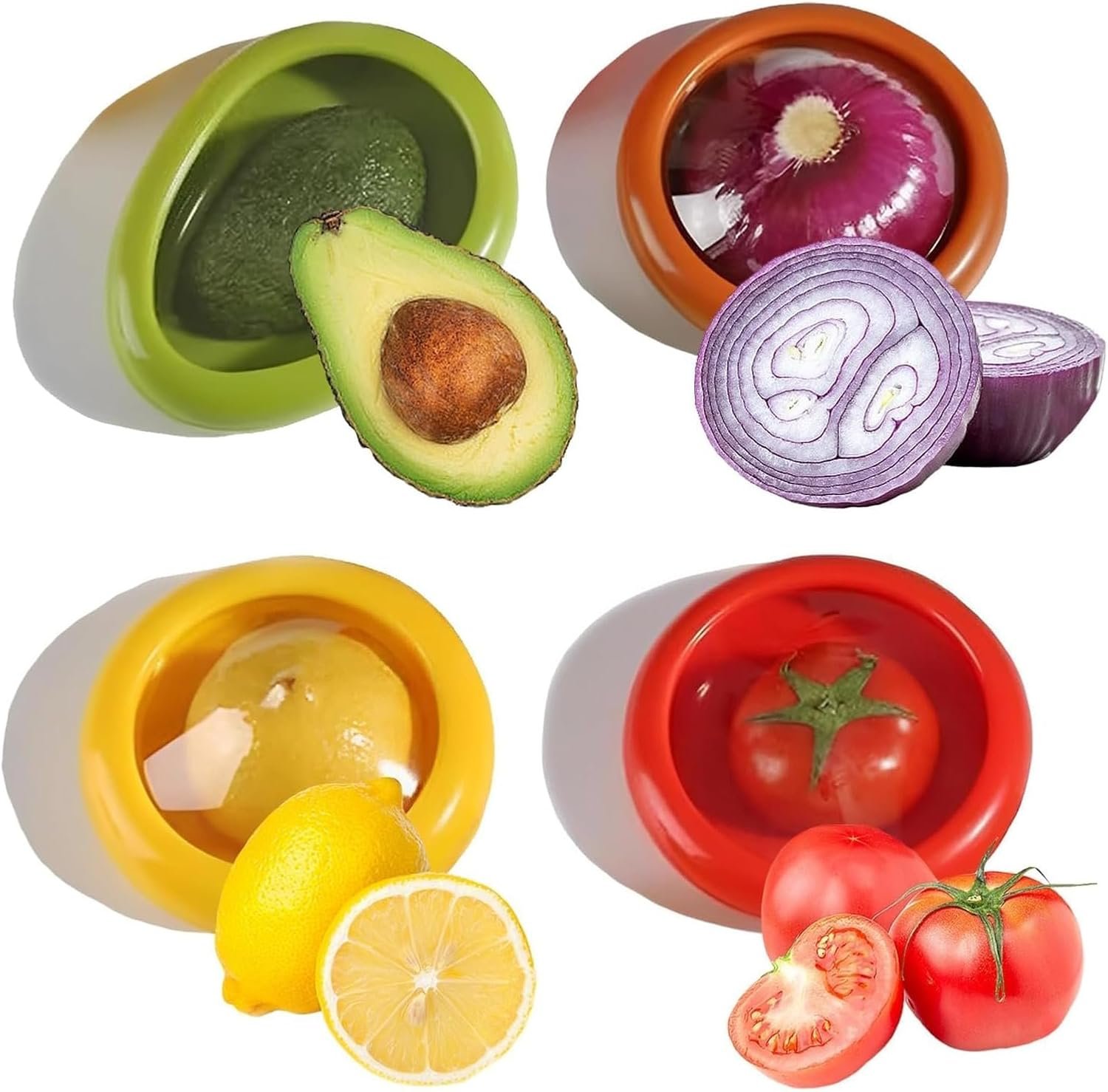 Silicone fruit storage box,Fruit and vegetable antioxidant storage box,Refrigerator silicone fruit and vegetable storage container set (4 pieces)