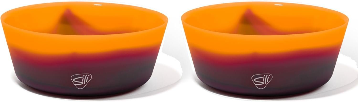 Silipint: Silicone 18oz Squeeze-A-Bowl Set of 2: Sun Storm - Microwavable, Flexible, Sustainable, Unbreakable, Non-Slip, Easy Grip