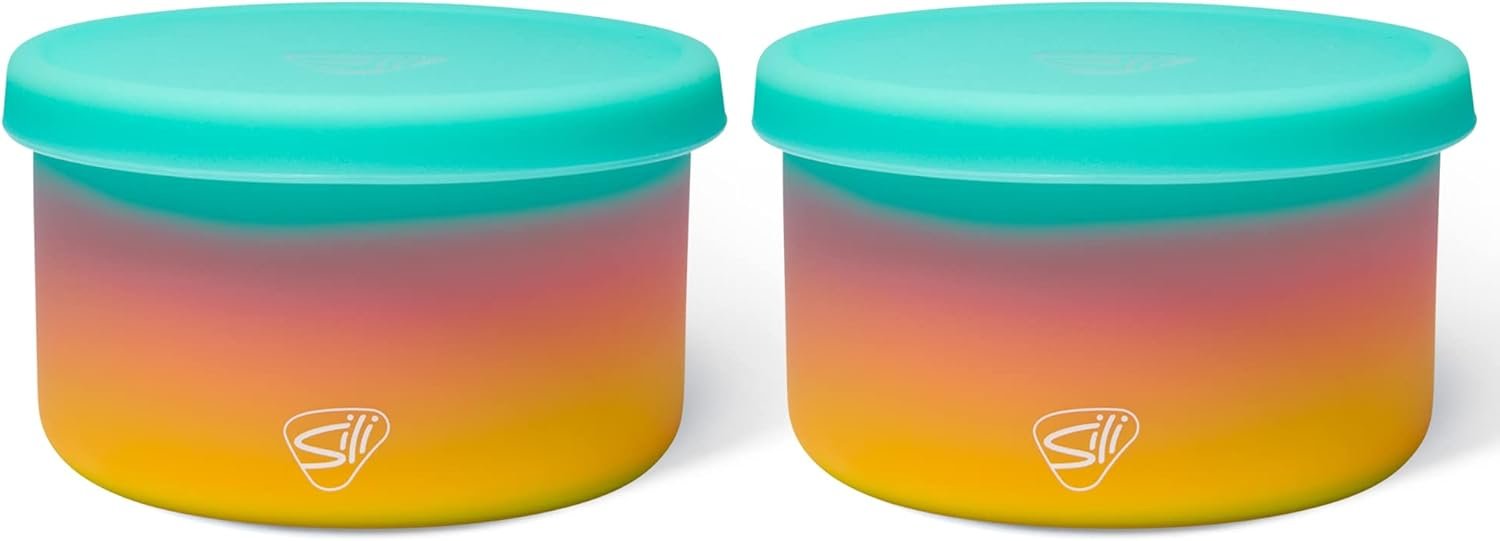 Silipint: Silicone 20oz Lidded Bowls: 2 Pack Aurora - Unbreakable, Flexible, Sustainable, Microwave-Oven-Dishwasher, Non-Slip
