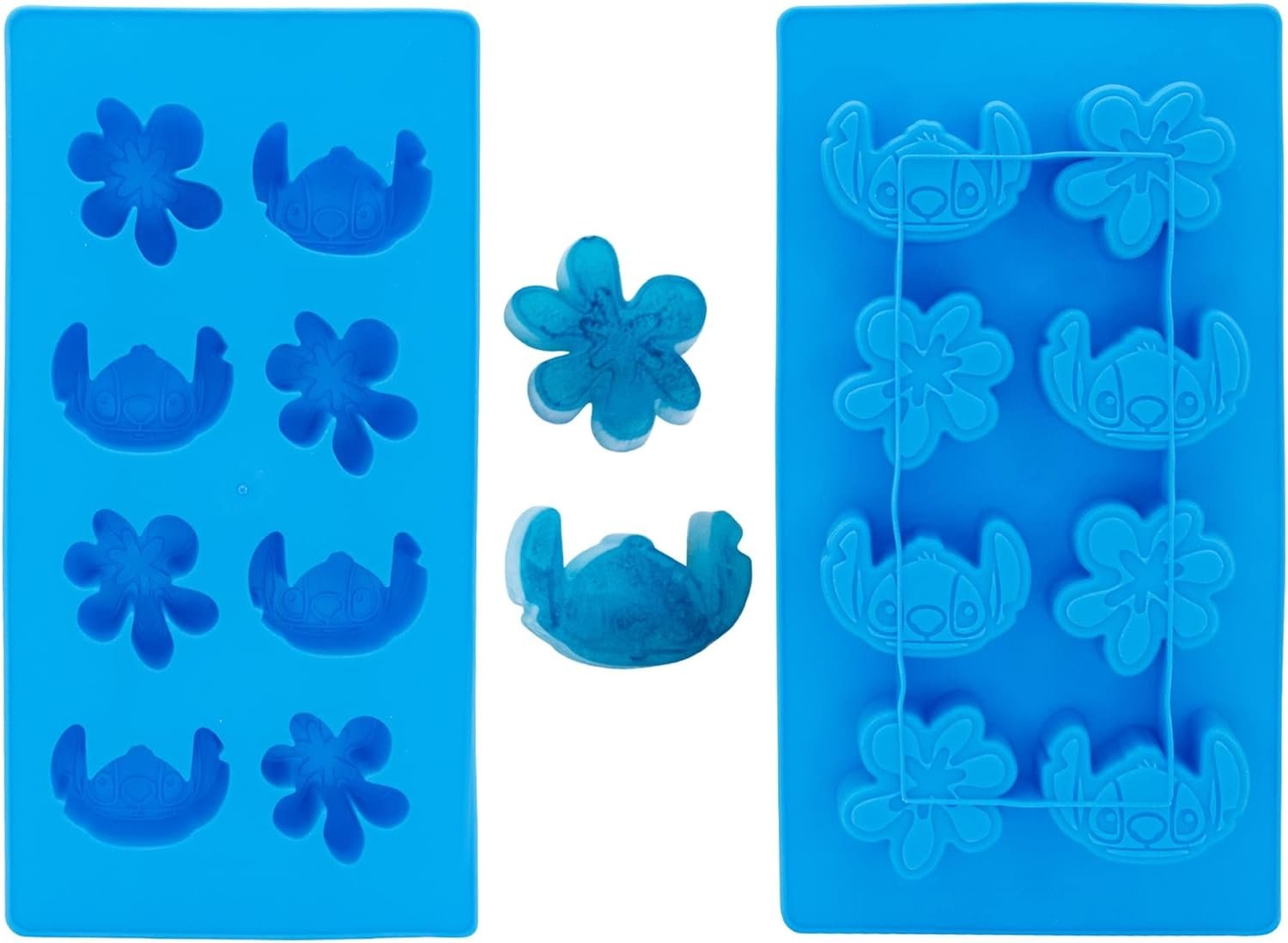Silver Buffalo Disney Lilo and Stitch Ice Cube Tray Featuring Stitch and Tropical Flowers, Produces 8 Ice Cubes