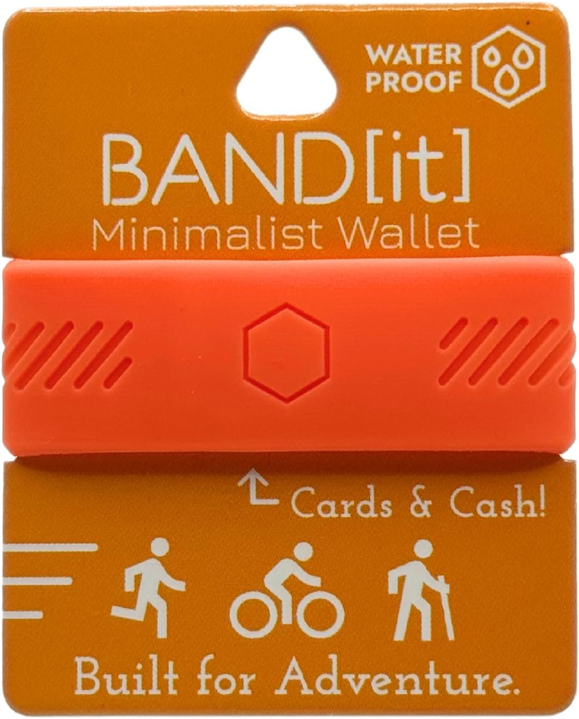 Slim Minimalist Wallet Band – Elastic Money Clip Band for Cash & Credit Cards – Silicone Money Holder (Coral)