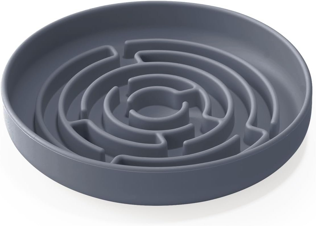 Slow Feeder Dog Bowl, Cat Slow Feeders Slow Eating, Modern Lick Mat Design, Reduces Gulping, Dishwasher Safe, Suit for All Cat & Dog Breeds (Grey)