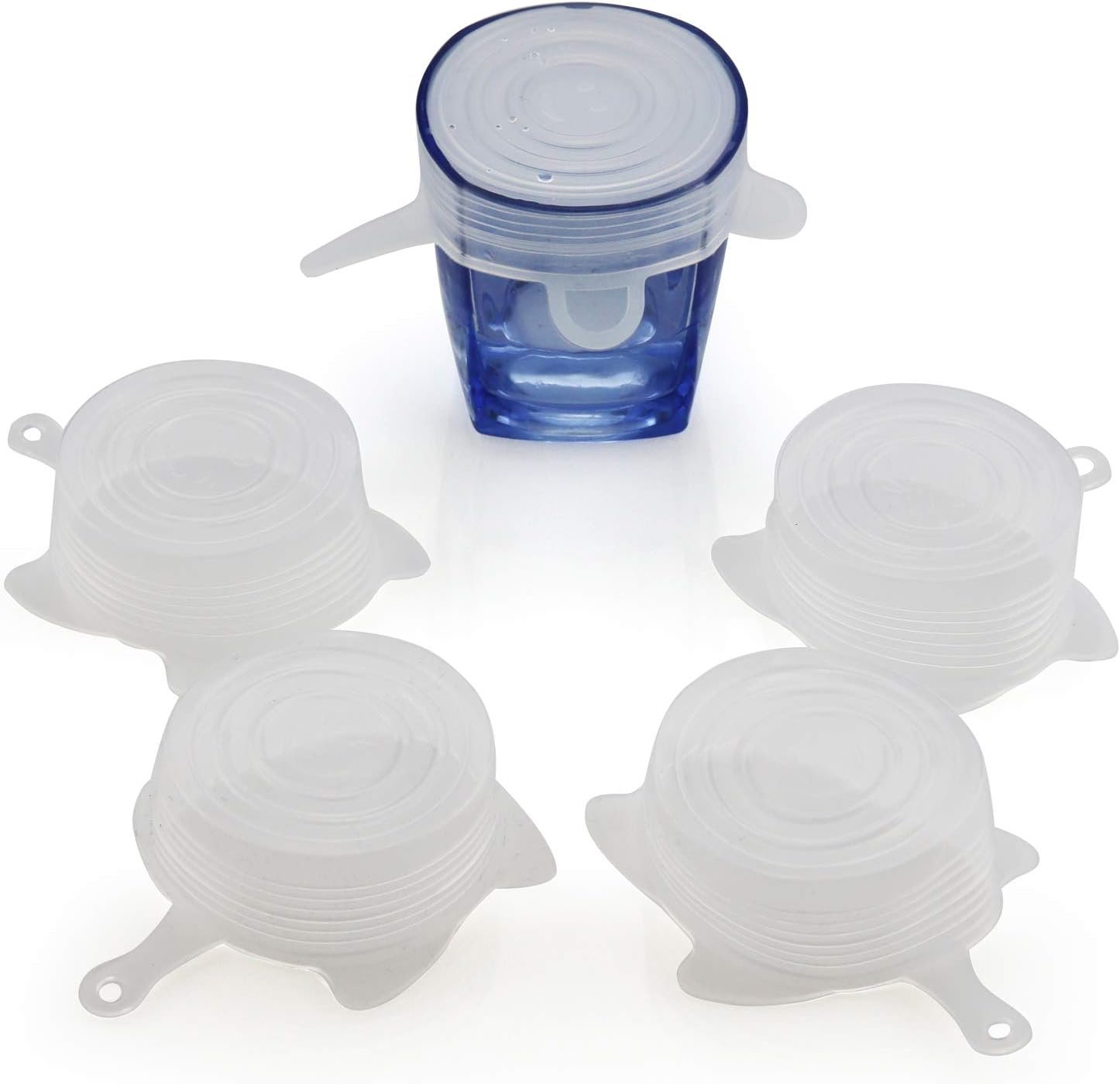 Small Silicone Stretch Lids 5 Pack of 2.5 inch Reusable Stretch Cover, Silicone Stretch and Seal Lids Fit for 2.6 to 3.4 inch Can Cup Regular and Wide Mouth Mason Jar