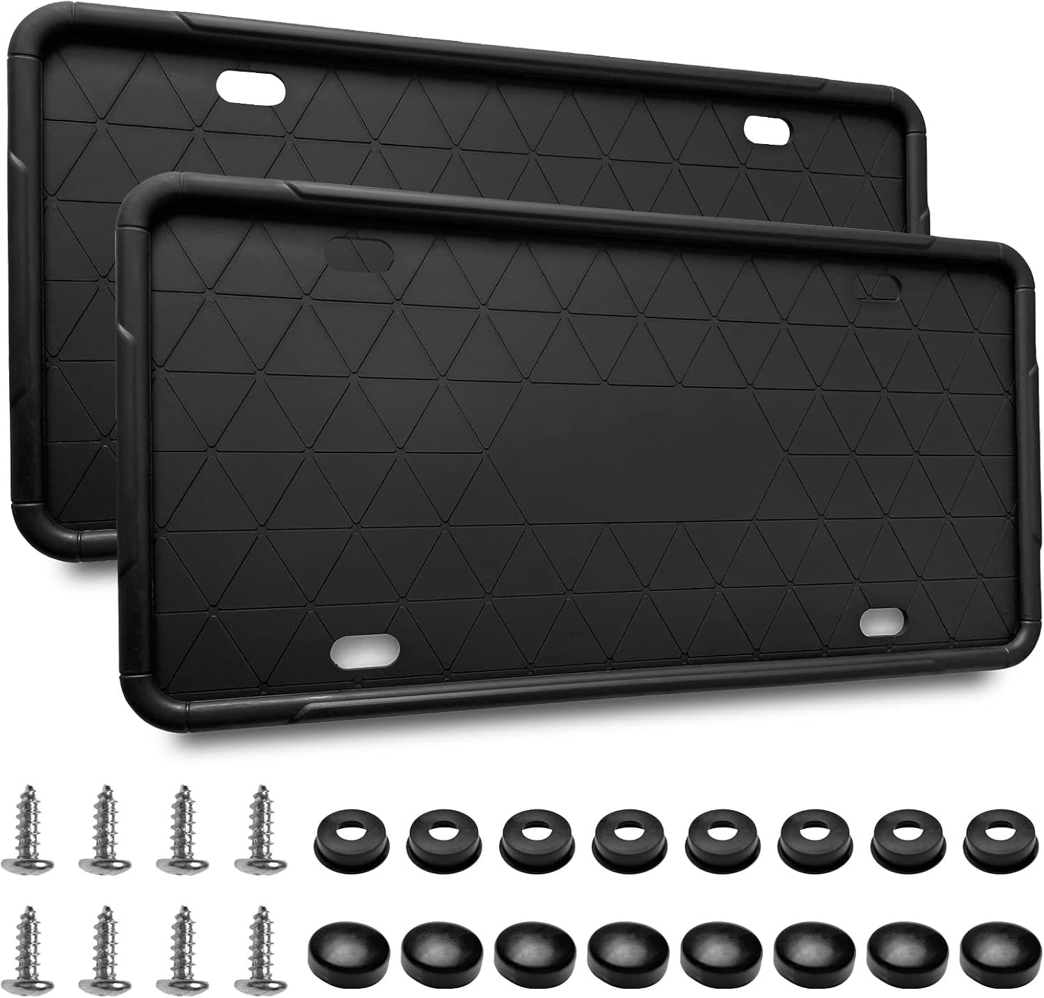 Superior Silicone License Plate Frame, 2 Pack Universal US Car Licence Plate Frames, Rust-Proof, Rattle-Proof License Plate Holder(Black)