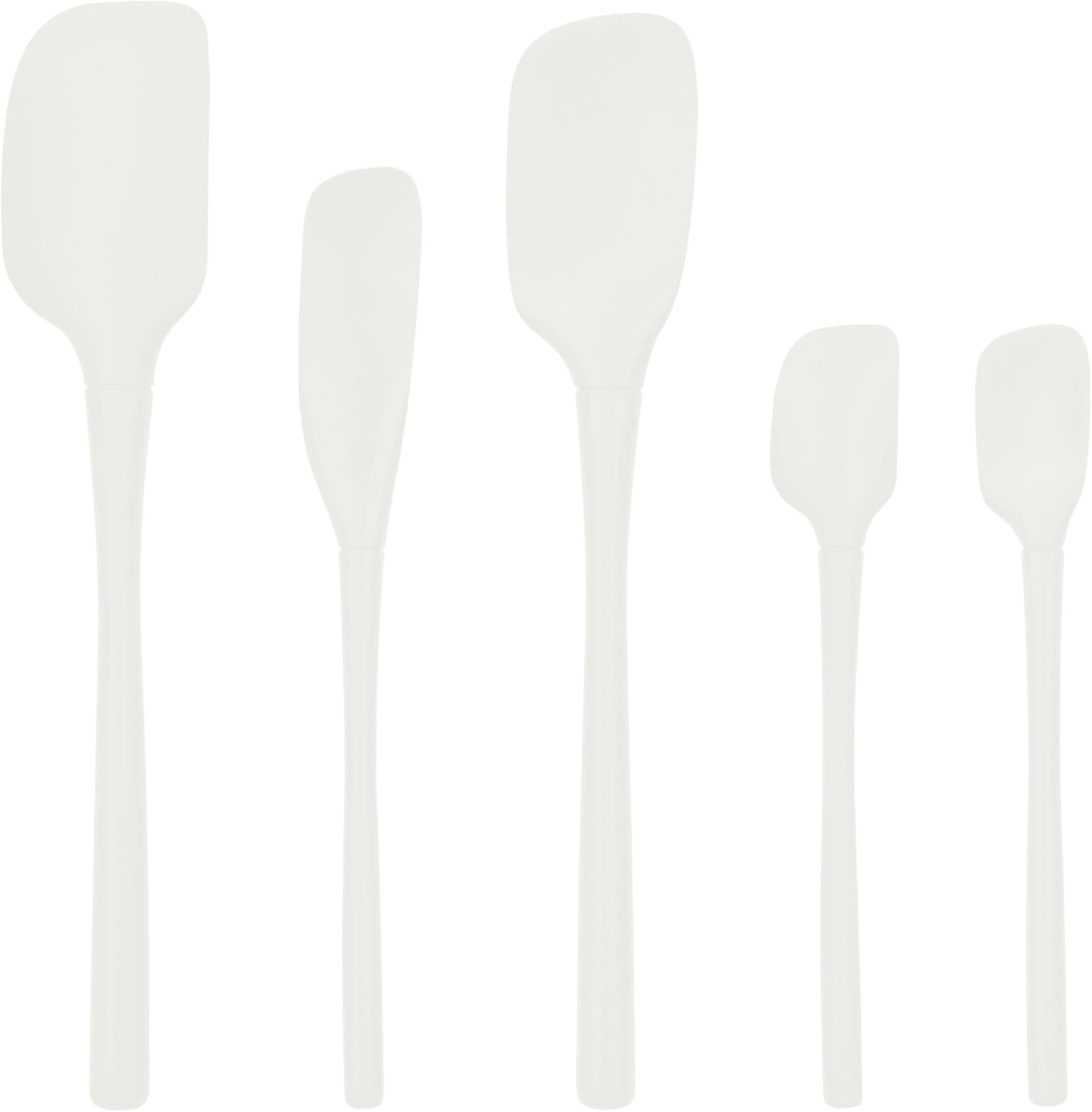 Tovolo Flex-Core® All Silicone Spatula Set of 5 for Meal Prep, Cooking, Baking, and More - White