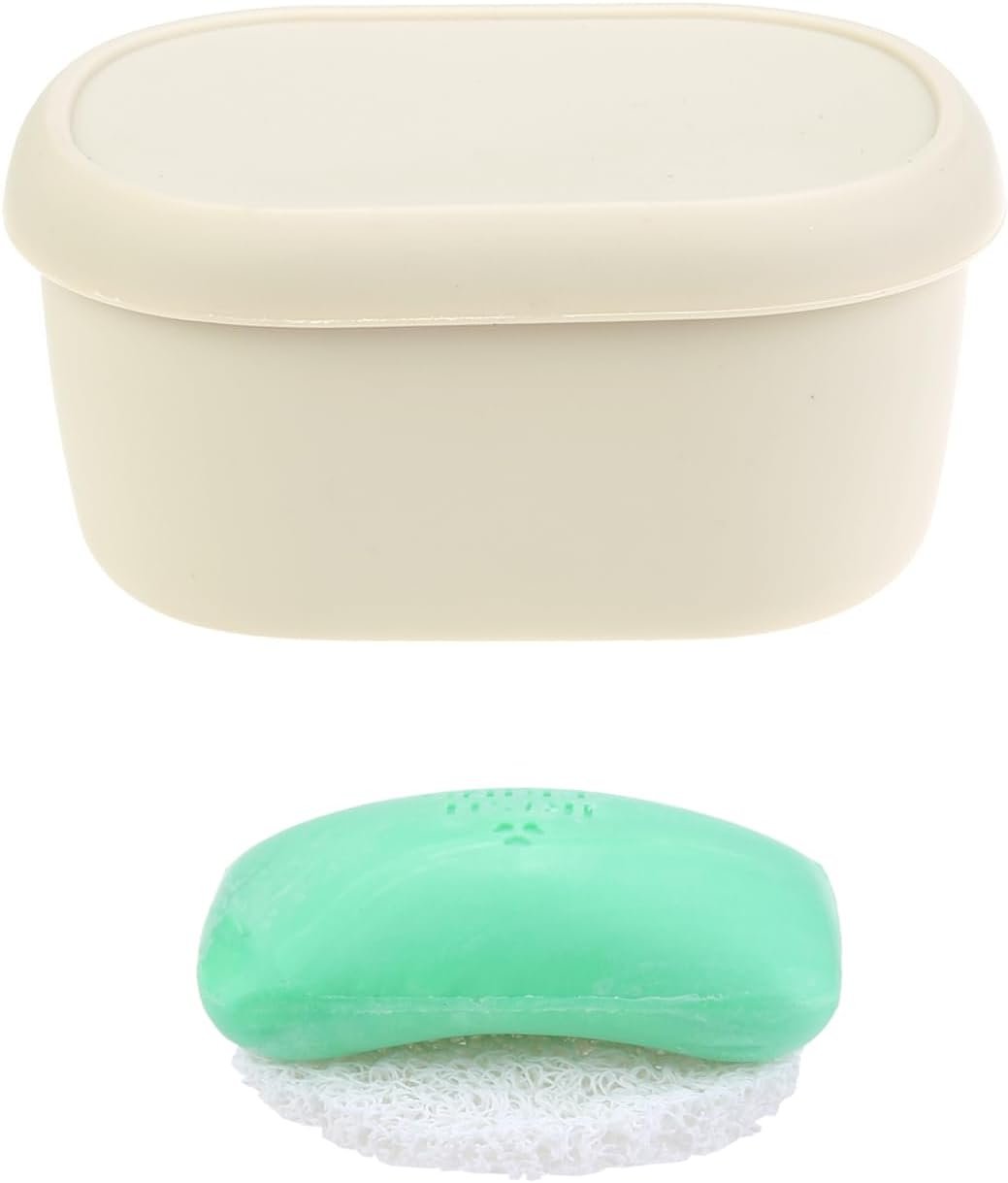 Travel Soap Container, Travel Soap Case, Silicone Soap Holder with Drainage Tray, Portable Shampoo Bar Case for Shower(Off White)