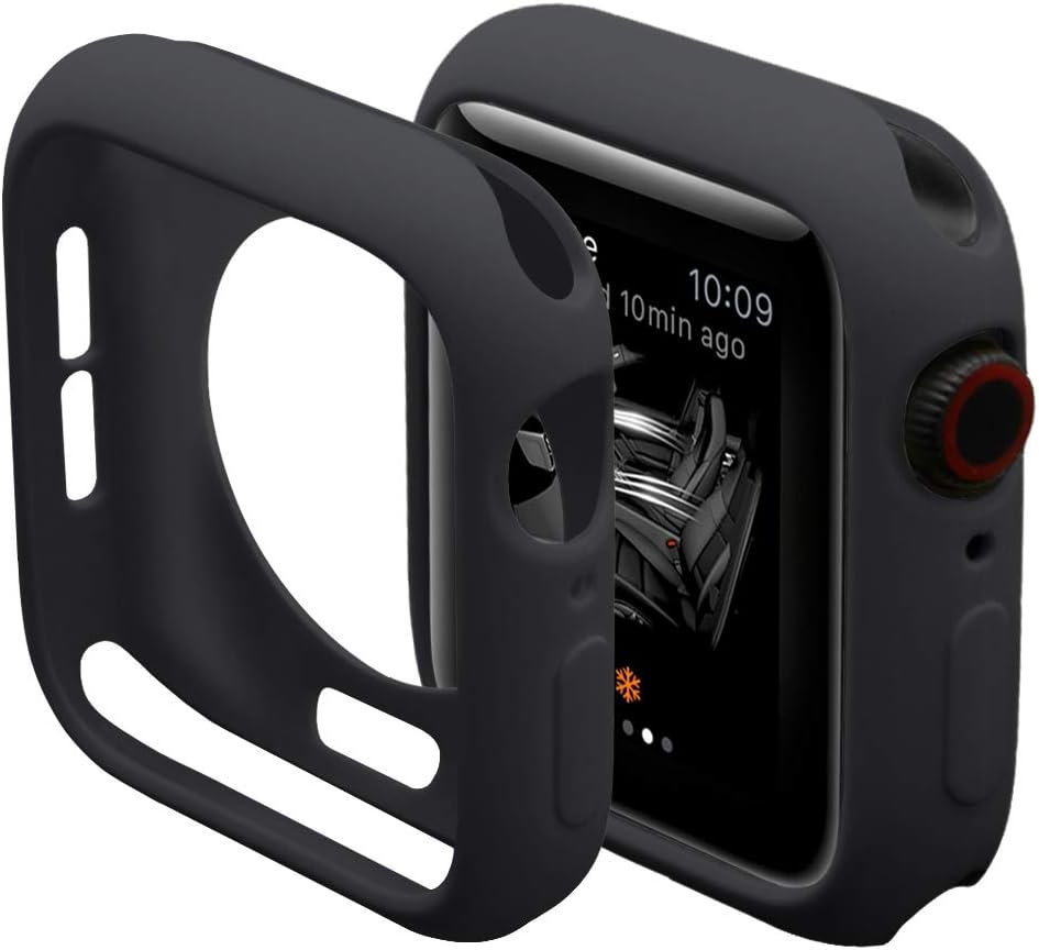 Ultra Thin Soft TPU Bumper Case Compatible for iWatch Apple Watch Series SE 6/5/4, 44mm Black