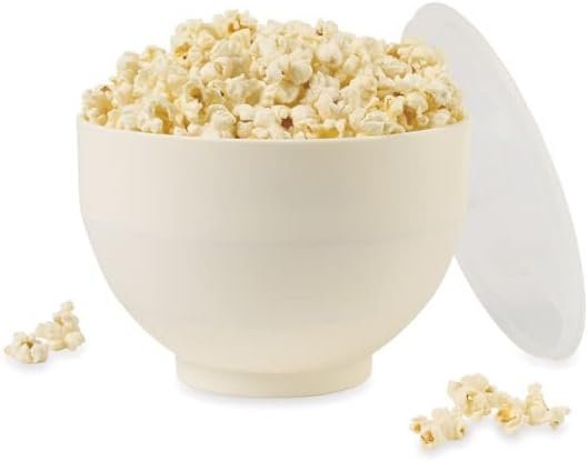 W&P Microwave Silicone Popcorn Popper Maker Off-White Collapsible Bowl w/Built In Measuring Cup, BPA Free, Eco-Friendly, Waste Free, 9 Cups of Popped Popcorn