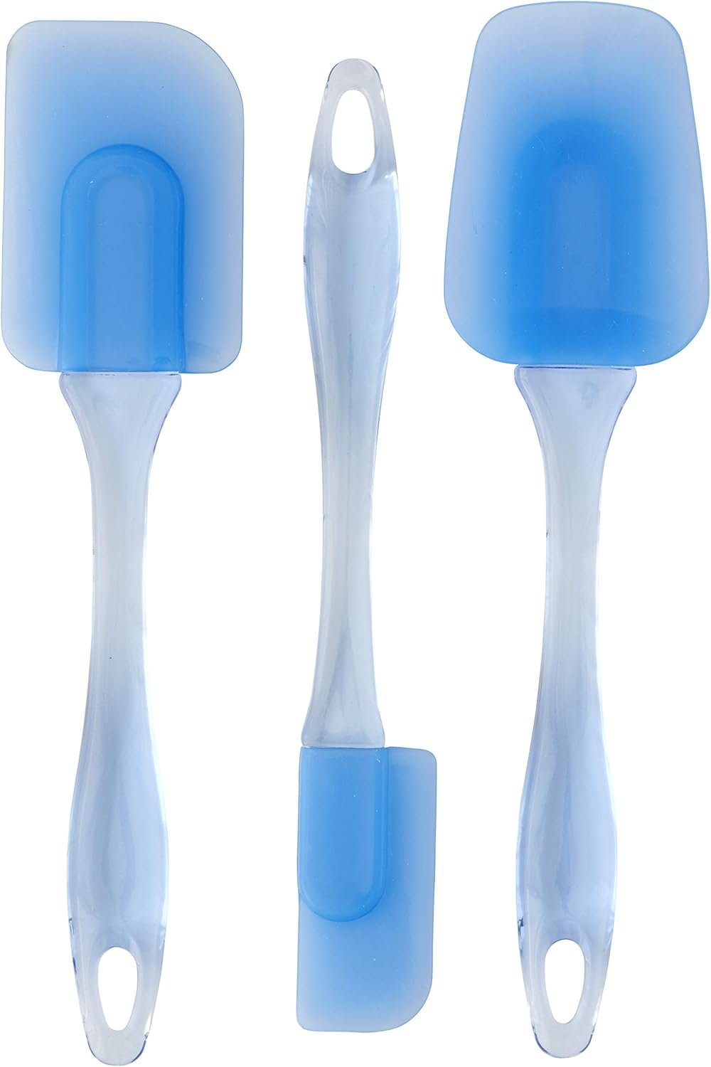 Wilton Easy Flex Silicone Spatula Set - Your Versatile Tools for Mixing, Folding, Scraping, Cooking, Frosting and Serving, Blue, 3-Piece