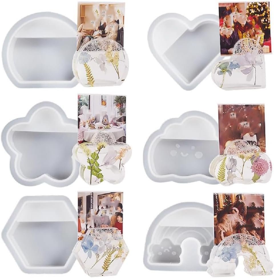 Yalulu 6Pcs Business Card Holder Resin Mold, Card Storage Silicone Epoxy Resin Mold, Card Display Stand Silicone Mold for Resin Office Desktop Ornaments