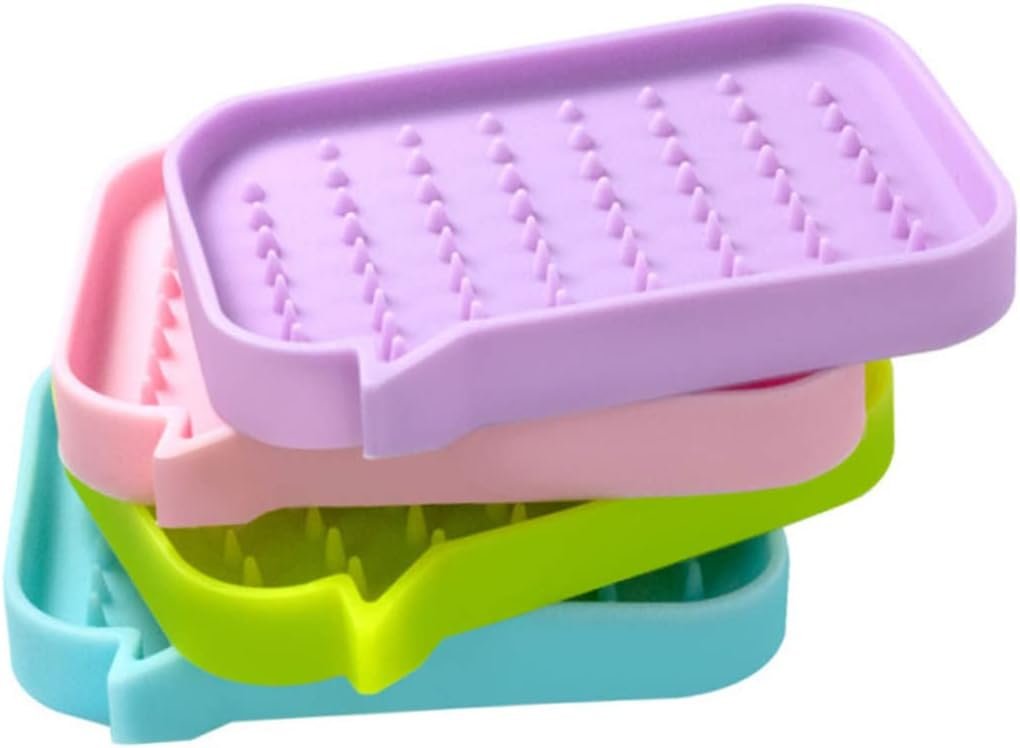 Zerodeko Set of 4 Silicone Soap Cases Draining Soap Dish Holders for Bathroom Kitchen Shower Random Color