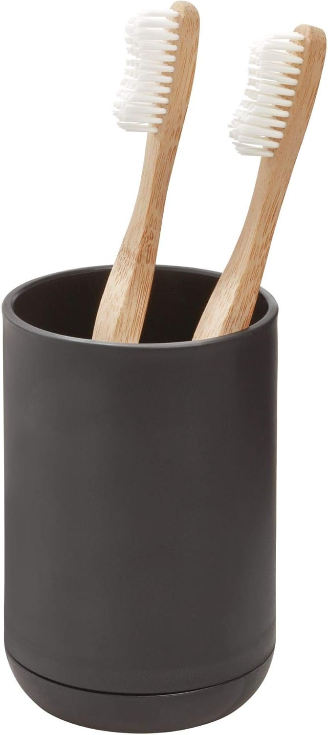 iDesign Toothbrush Holder for Normal Toothbrushes, Spin Brushes, and Toothpaste, The Cade Collection - 3" x 3" x 4. 5", Matte Black