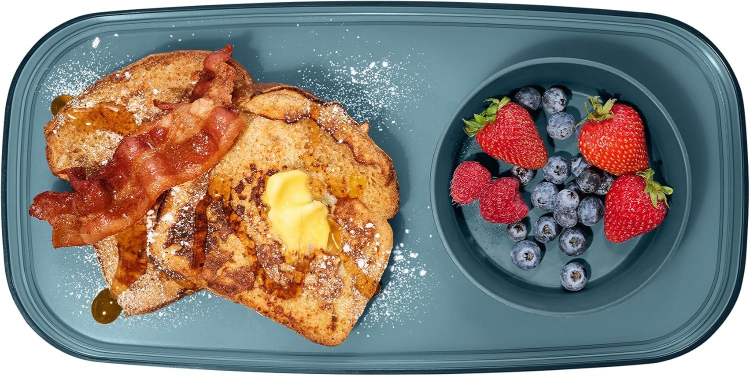 madesmart Dipware Small Reusable Serving Tray for Appetizers and Snacks, Food-Safe Small Appetizer Serving Platter with Removable Dip Bowl, Midnight